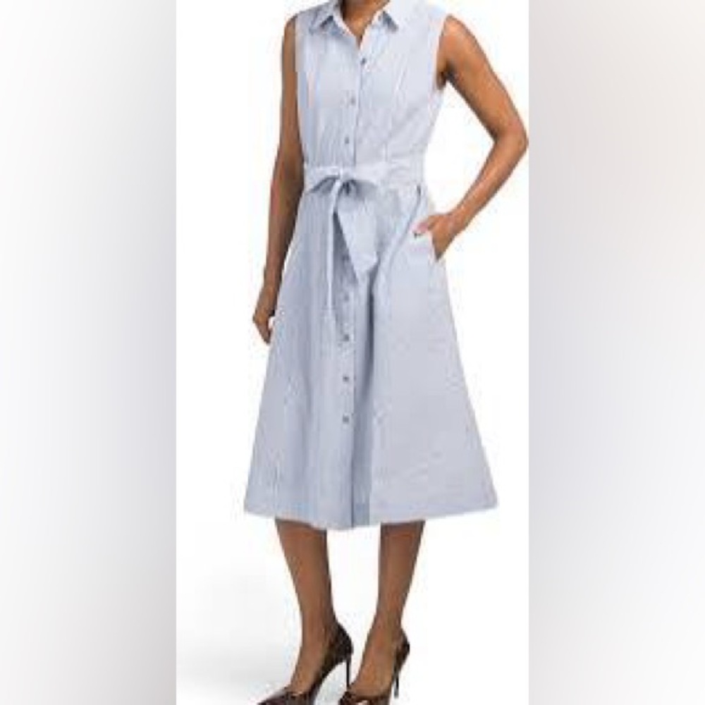 Anne Klein “Diane” Seersucker Midi Shirt Dress - Picture 7 of 7